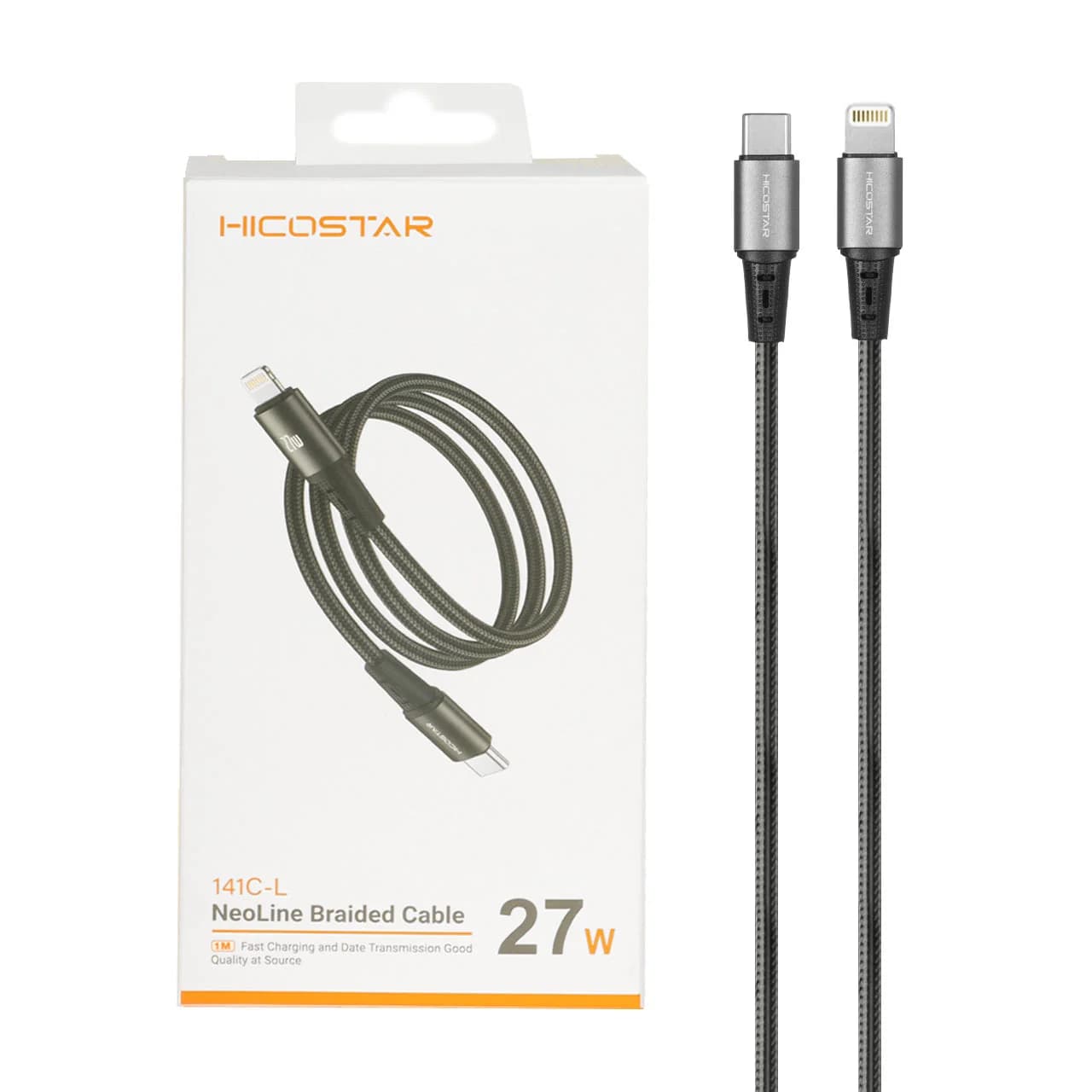 کابل شارژ PD و فست Hicostar Type-C to Lightning مدل 141C-L 27W – مشکی