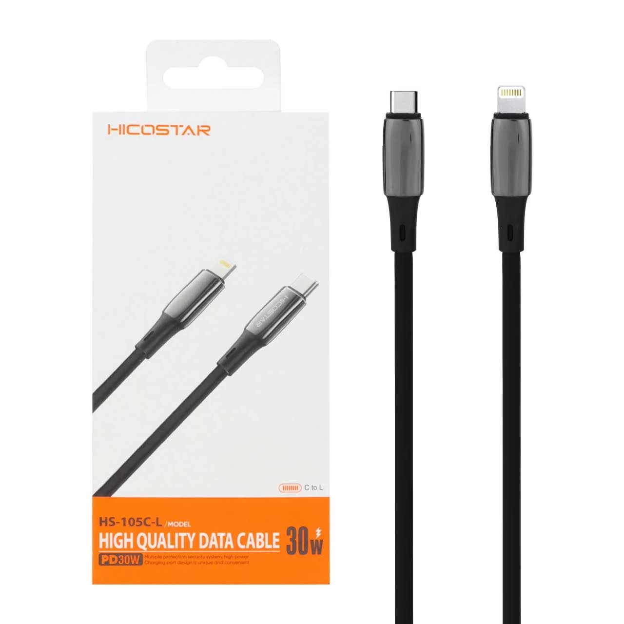 کابل شارژ فست و Hicostar Type-C to Lightning PD مدل HS-105C-L 30W – مشکی