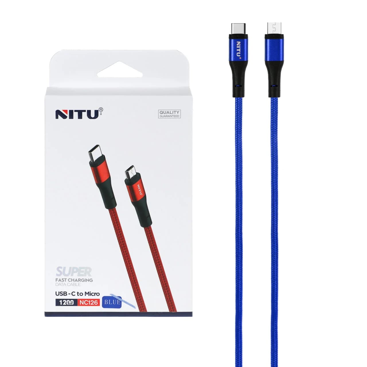 کابل شارژ فست NITU Type-C to Micro USB مدل NC126 – آبی (گارانتی 18 ماه تعویض نیکان همراه)
