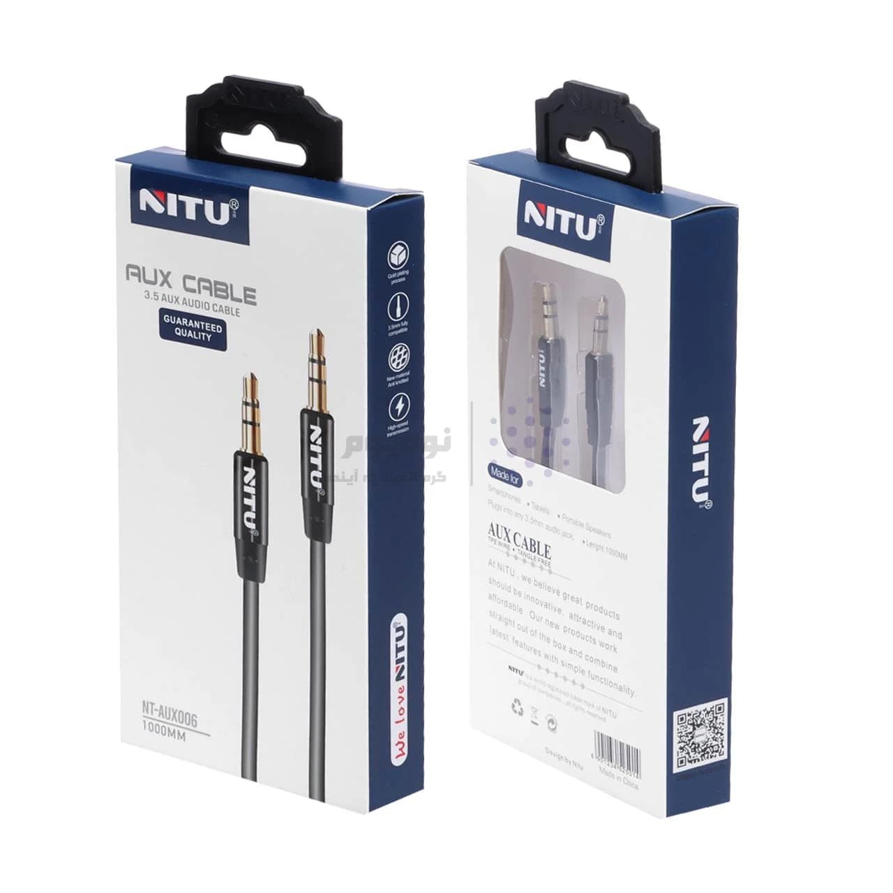 کابل صدا 1 متری NITU AUX مدل 006 – مشکی (گارانتی 18 ماه تعویض نیکان همراه) — تصویر ۲