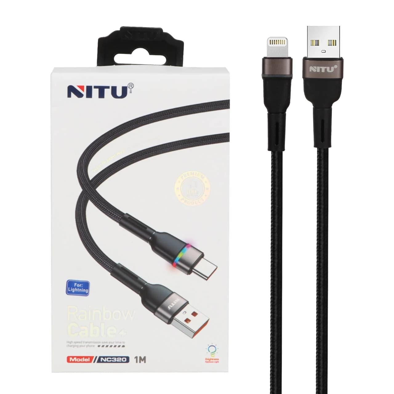 کابل شارژ آیفون NITU مدل NC320 – مشکی (گارانتی 18 ماه تعویض نیکان همراه)