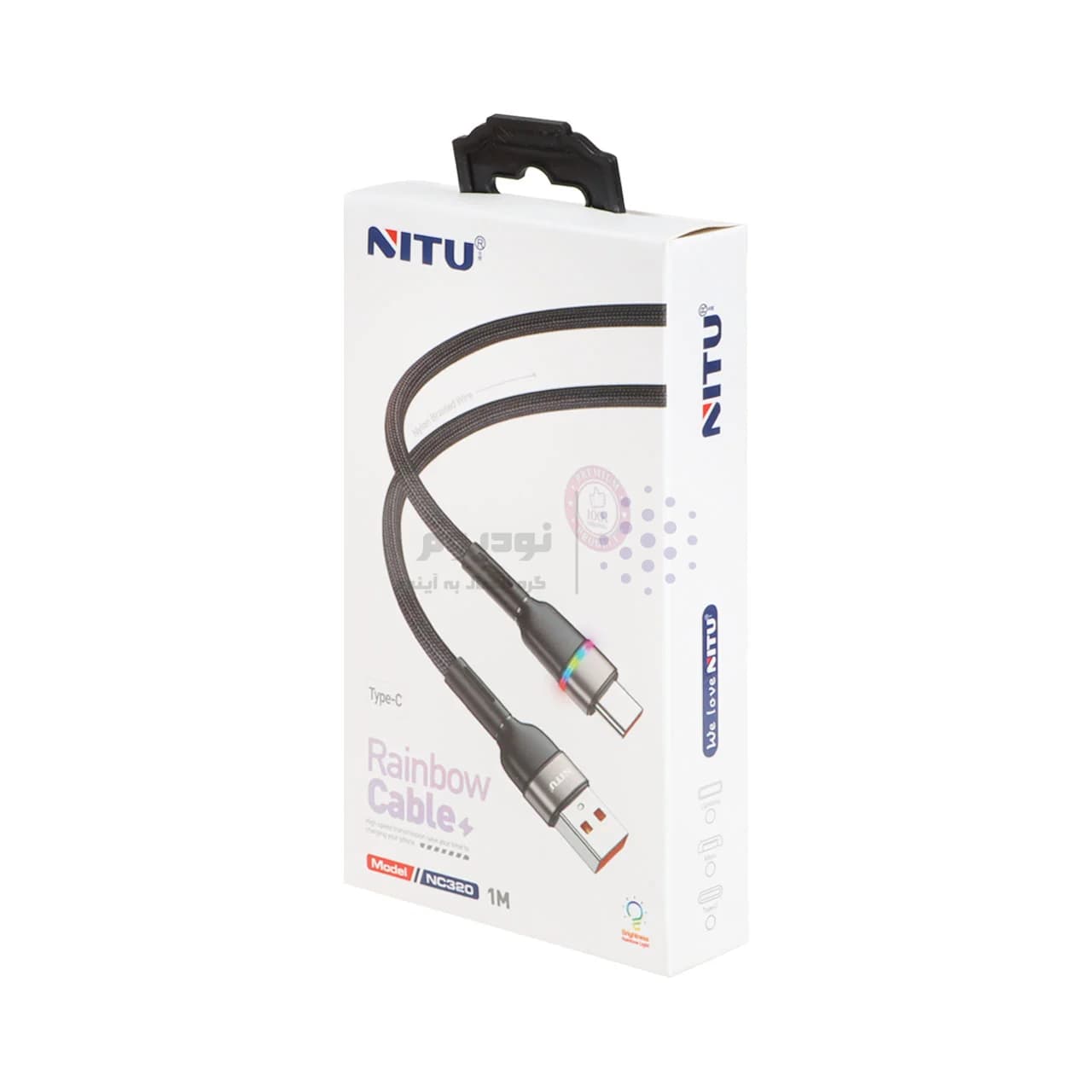 کابل شارژ NITU Type-C مدل NC320 – صورتی (گارانتی 18 ماه تعویض نیکان همراه) — تصویر ۳