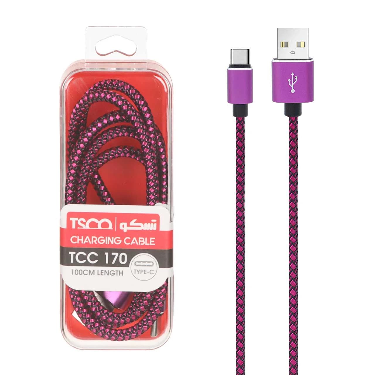 کابل شارژ و دیتا فست کنفی TSCO Type-C مدل TCC 170 – بنفش(گارانتی 12 ماهه TSCO)
