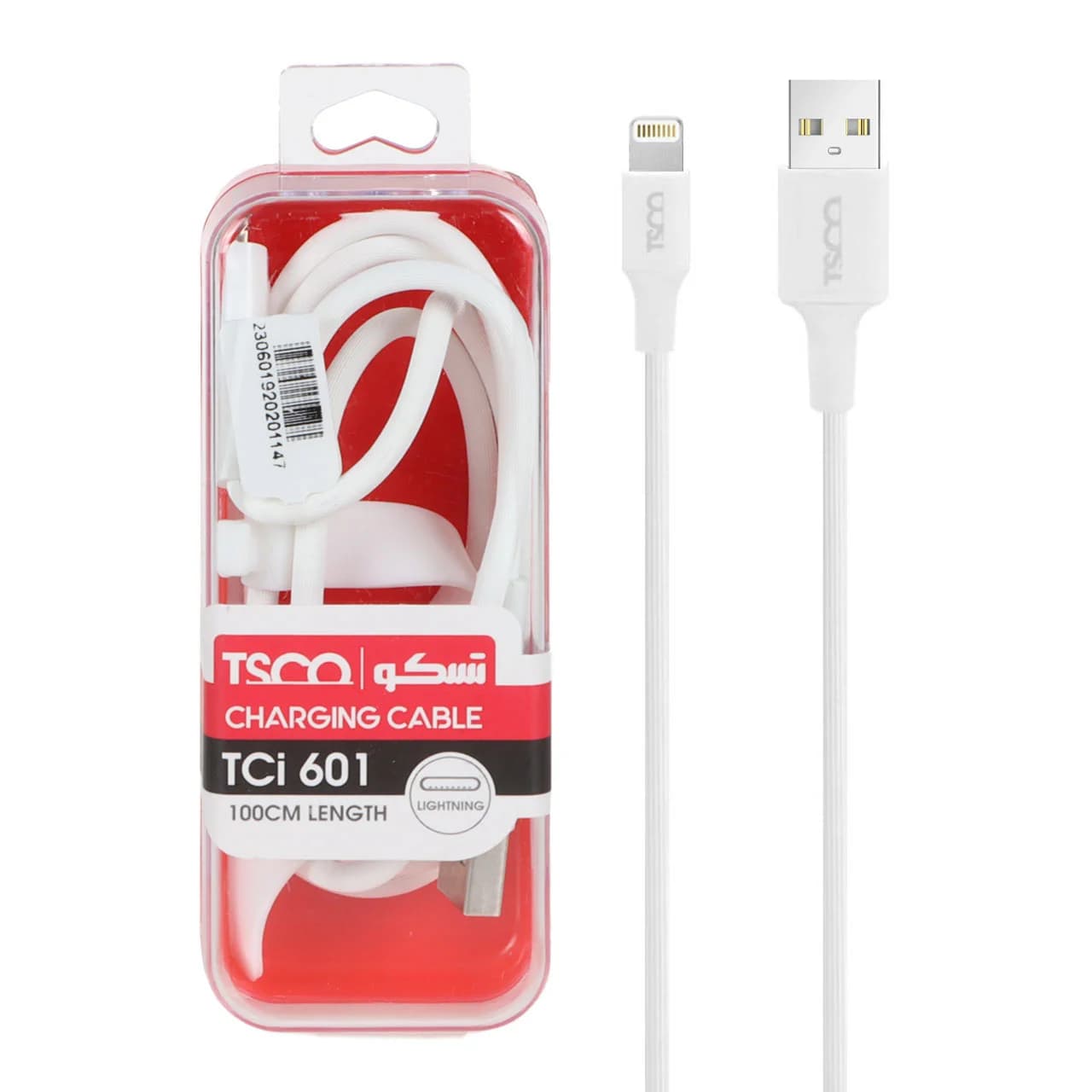 کابل شارژ و دیتا فست آیفون TSCO مدل Tci 601 – سفید(گارانتی 12 ماهه TSCO)