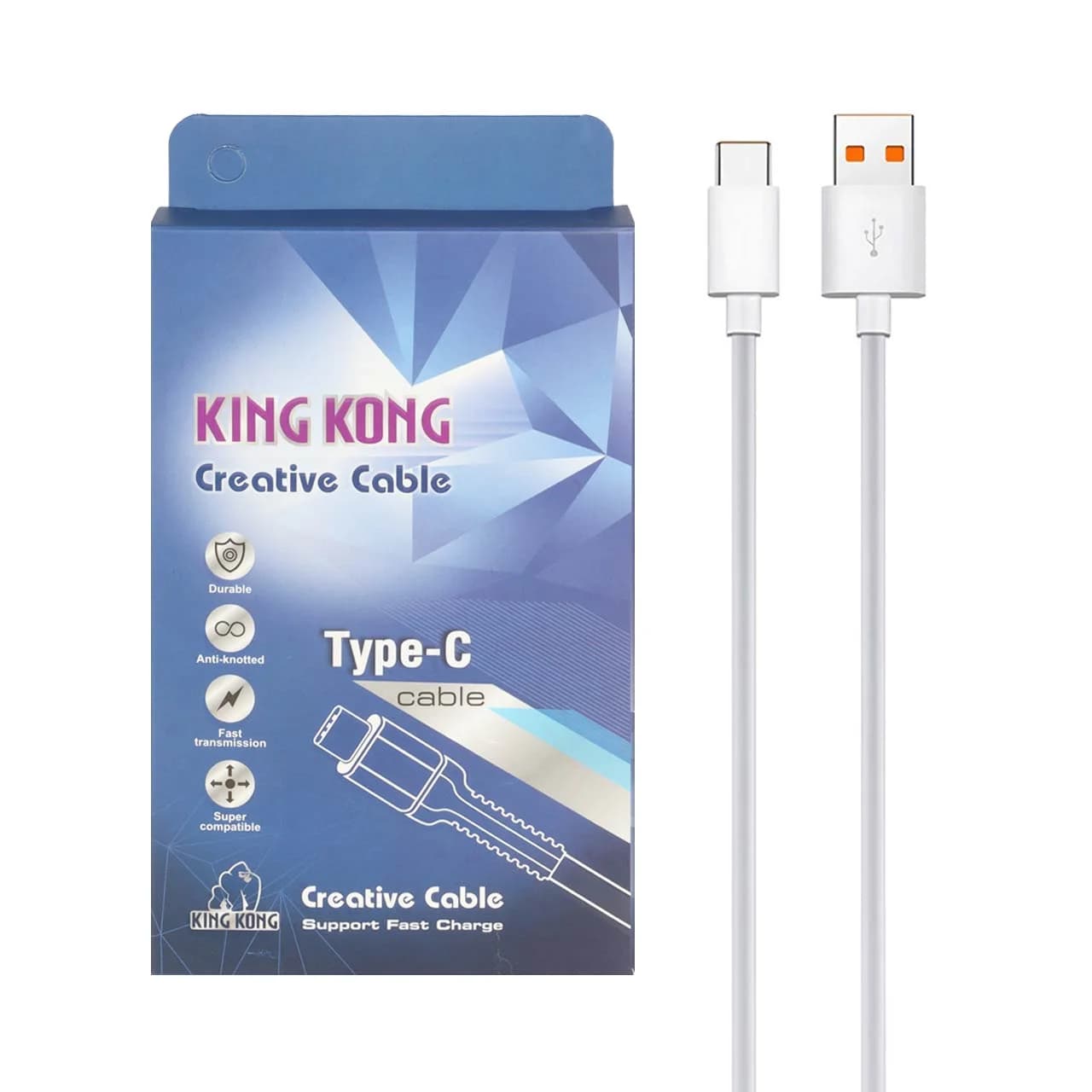پک 5 عددی کابل شارژ King Kong Type-C – سفید – BSA