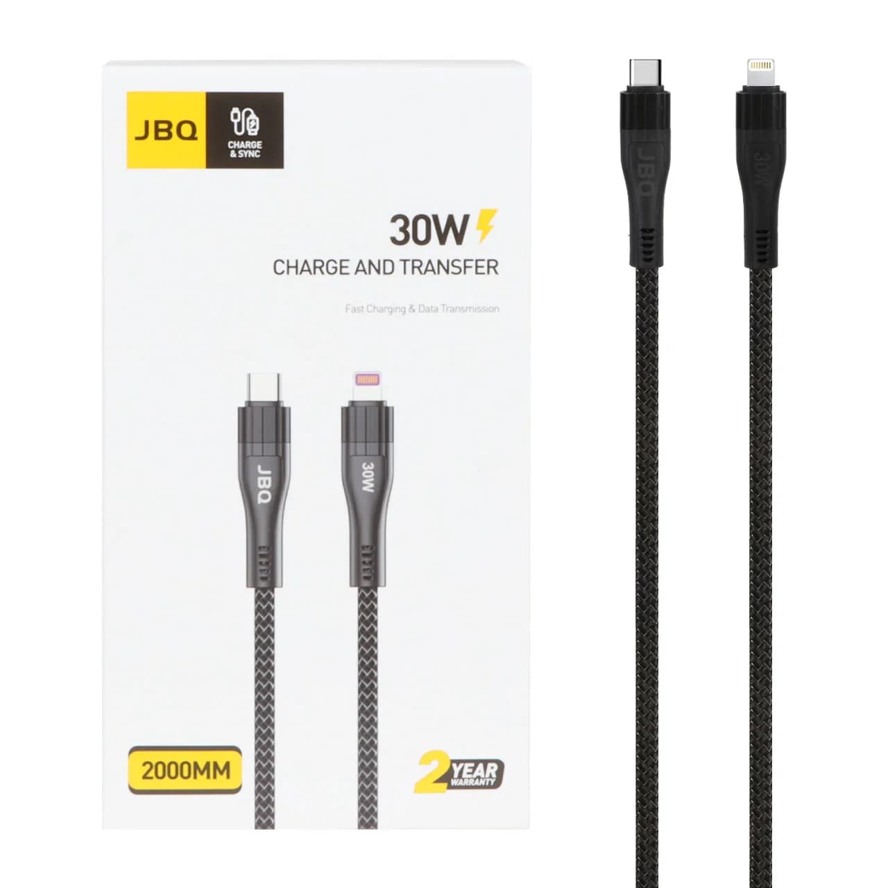 کابل شارژ 2 متری فست JBQ Type-C to Lightning مدل CA-1130 – مشکی (گارانتی یکساله رصاصی)