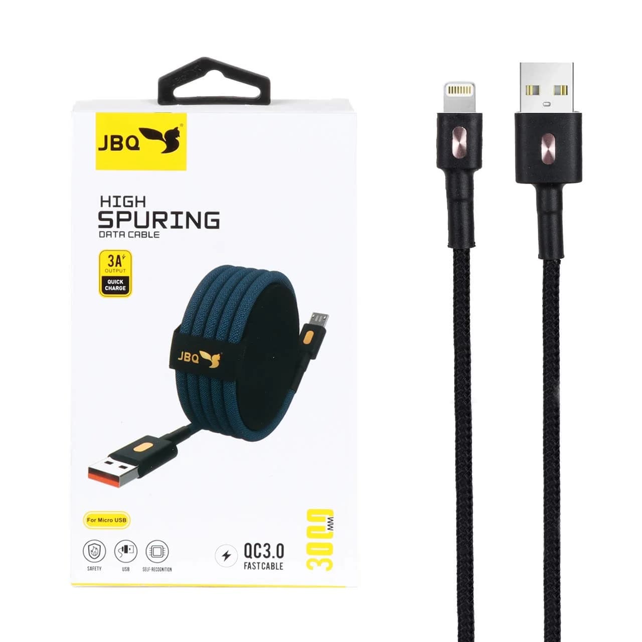 کابل شارژ 3 متری فست آیفون JBQ مدل CA-111 – مشکی (گارانتی یکساله رصاصی)