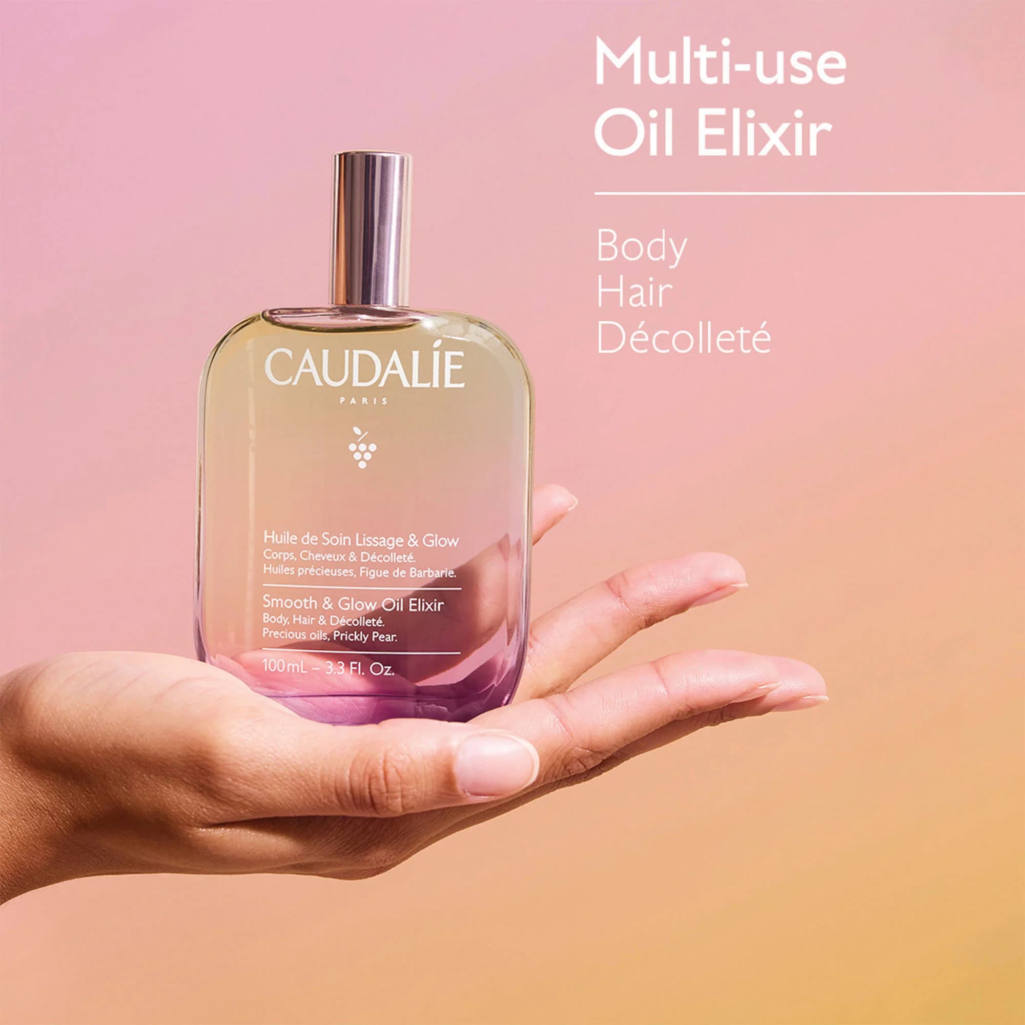اکسیر روغن بدن مو و دکلته کدلی حاوی آرگان و گلابی نرم کننده و آبرسان caudali smooth and glow oil elixir — تصویر ۴