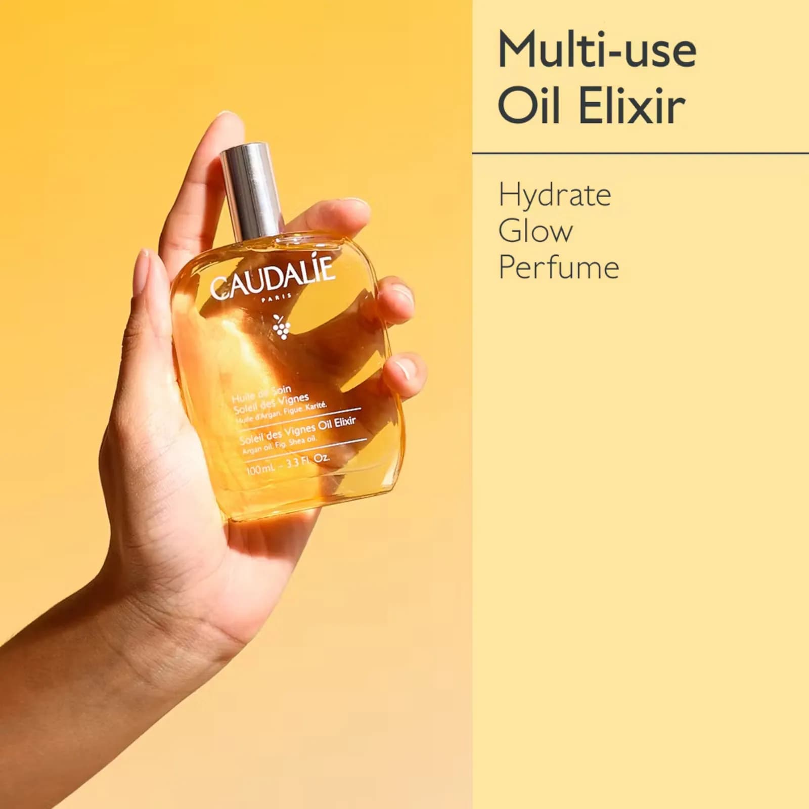 اکسیر روغن بدن کدلی نرم کننده و آبرسان قوی حاوی روغن آرگان و بادام caudalie soleil des vignes oil elixir — تصویر ۳
