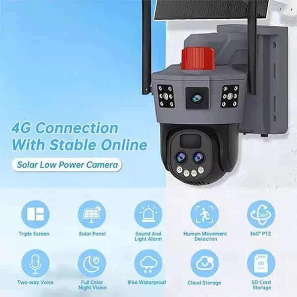 دوربین مداربسته سیم کارتی سه لنز مدل TS30 — تصویر ۳