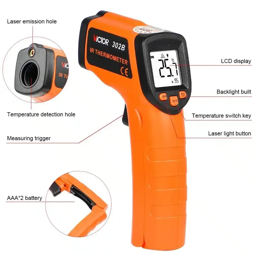 دماسنج لیزری ویکتور مدل Victor 302B — تصویر ۲
