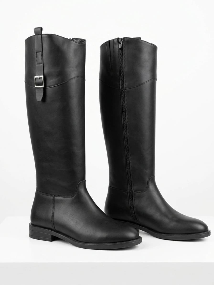 نیم بوت زنانه بلند تک سگک خطی زارا | zara — تصویر ۴