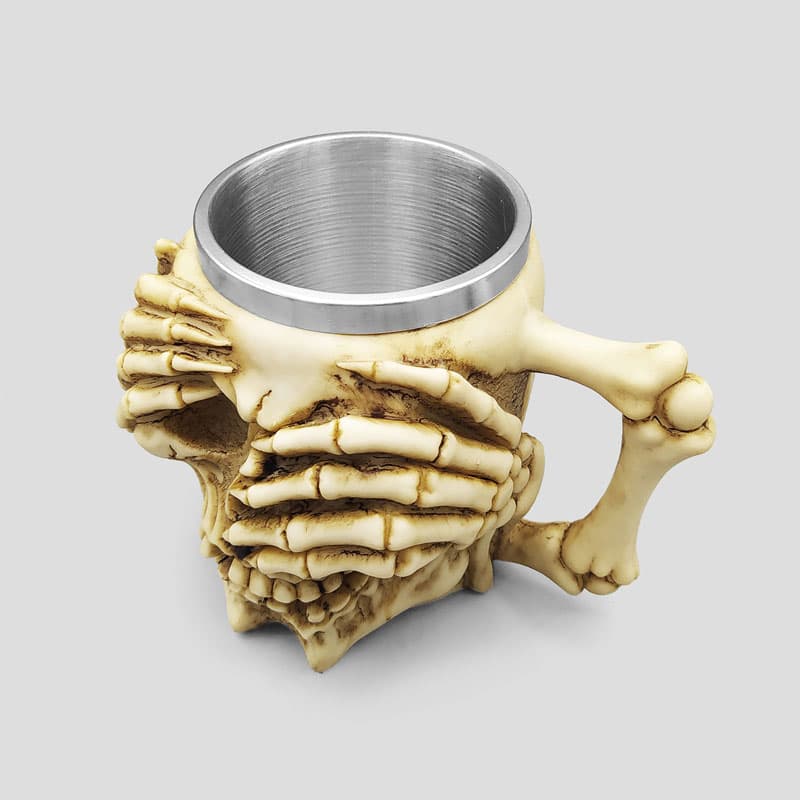 ماگ اسکلتی داخل استیل مدل Shy Skull کد Njd-168d10 — تصویر ۵