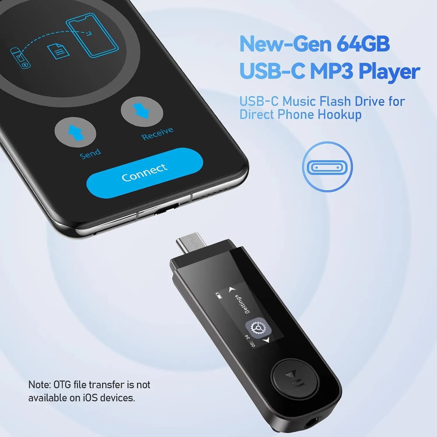 موزیک پلییر MP3 پلیر AGPTEK U5PL با حافظه ۶۴ گیگابایت، بلوتوث و گیره قابل اتصال برند AGPTEK مدل U5PL — تصویر ۸