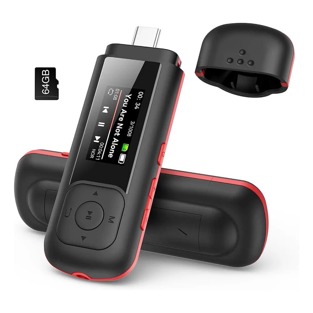 پخش‌کننده موسیقی با حافظه ۶۴ گیگابایت، درگاه USB و Type-C، رادیو FM و ضبط صدا برند AGPTEK مدل A55PL