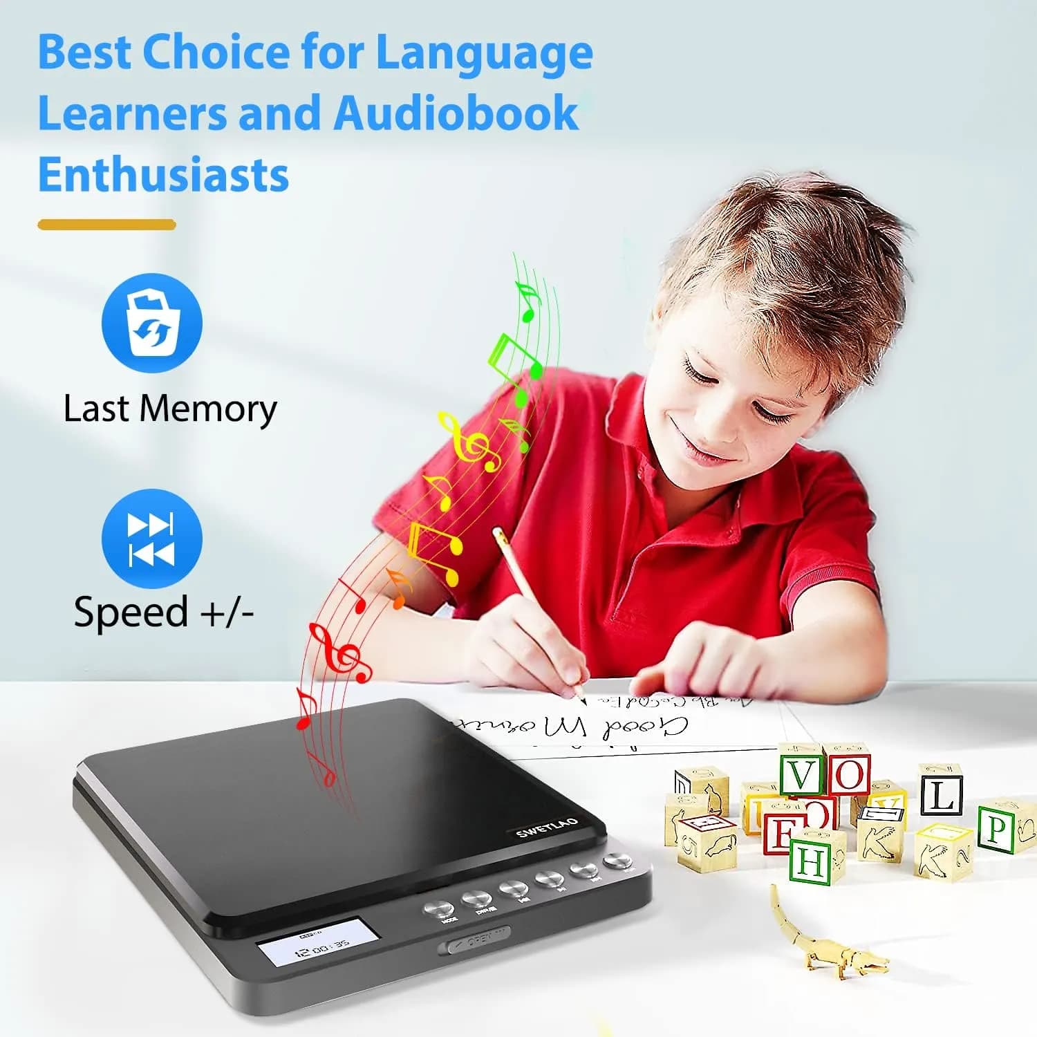 پخش‌کننده قابل حمل CD با اسپیکر داخلی و باتری شارژی برند HEJIFU مدل CD744 — تصویر ۲