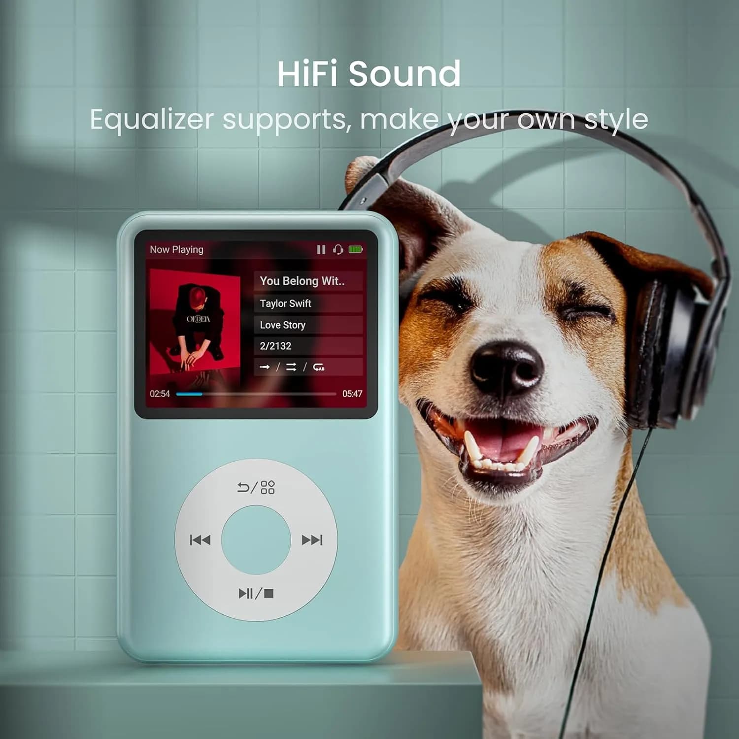 موزیک پلیر MP3 پلیر ظرفیت ۶۴ گیگابایت رنگ سبزآبی برند innioasis مدل Y1 — تصویر ۲