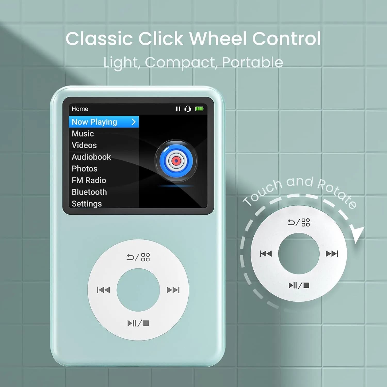 موزیک پلیر MP3 پلیر ظرفیت ۶۴ گیگابایت رنگ سبزآبی برند innioasis مدل Y1 — تصویر ۶