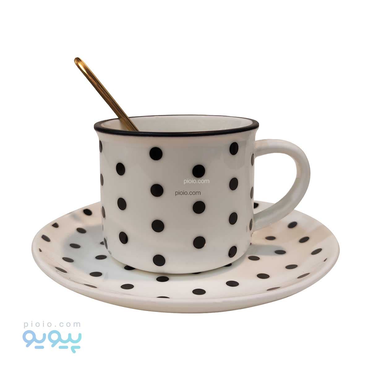 فنجان نعلبکی سرامیکی طرح خال خالی عمده و کارتنی — تصویر ۲