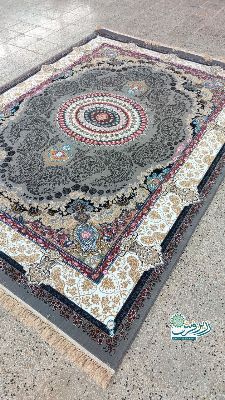 فرش ماشینی 500 شانه طرح ماهور رنگ فیلی — تصویر ۳