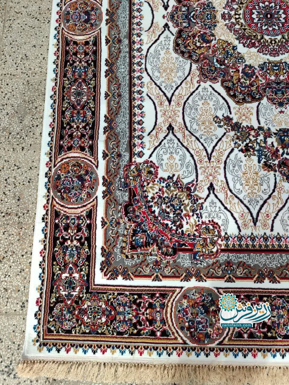 فرش ماشینی 500 شانه طرح سپهر رنگ کرم — تصویر ۳