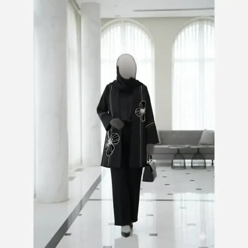 مانتو کرپ مازراتی مدل میرا تکه دوزی قد 80 سایز بزرگ — تصویر ۵