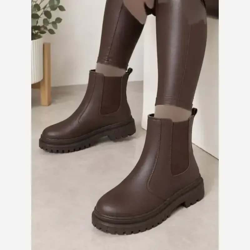 بوت بغل کش جدید دو رنگ مشکی و قهوه ای سایز 37 تا 40 — تصویر ۳