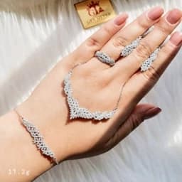 سرویس نقره میکرو زنجیری با عیار استاندارد 925 و آبکاری طلاسفید همراه با فاکتور و — تصویر ۳