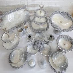 سرویس پذیرایی رزینی سفید نقره ای — تصویر ۳