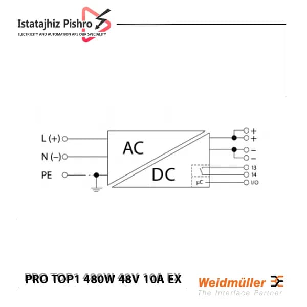 منبع تغذیه تابلویی وایدمولر PRO TOP1 480W 48V 10A EX — تصویر ۲