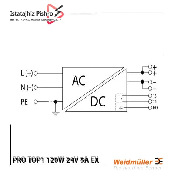منبع تغذیه ریلی وایدمولر PRO TOP1 120W 24V 5A EX — تصویر ۳