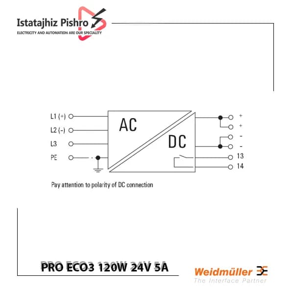 منبع تغذیه ریلی واید مولر PRO ECO 120W 24V 5A — تصویر ۲