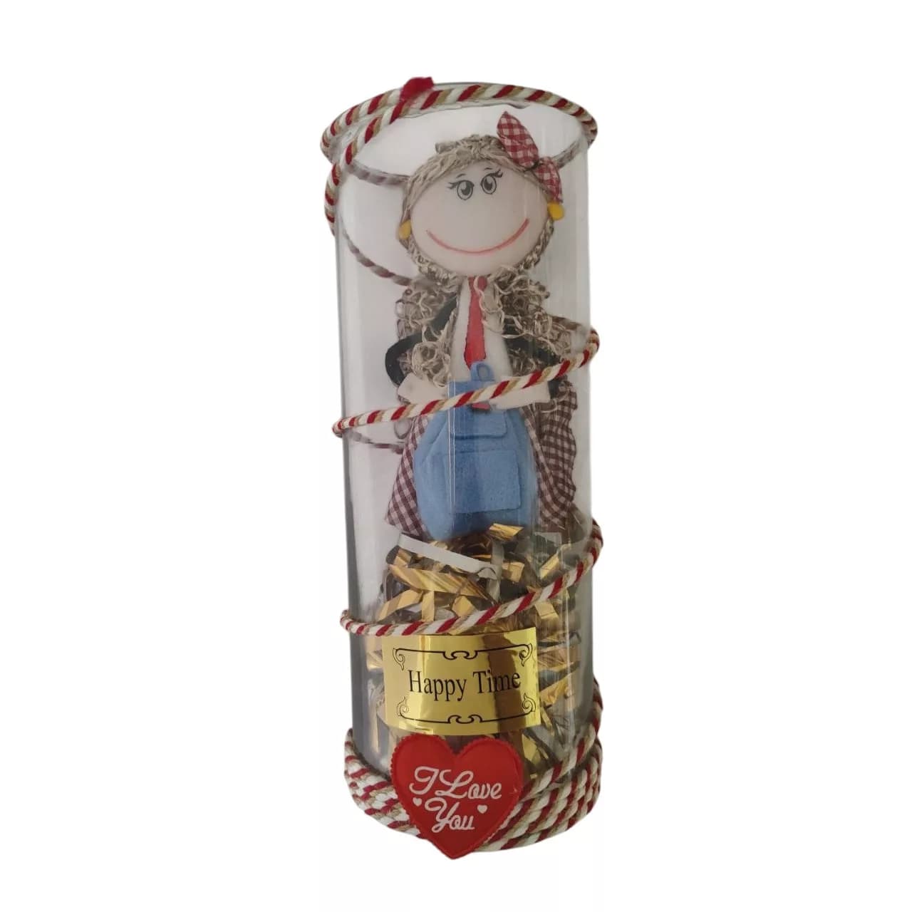 ست هدیه عروسک مدل شیشه استوانه ای طرح دختر دانش آموز کد 007
