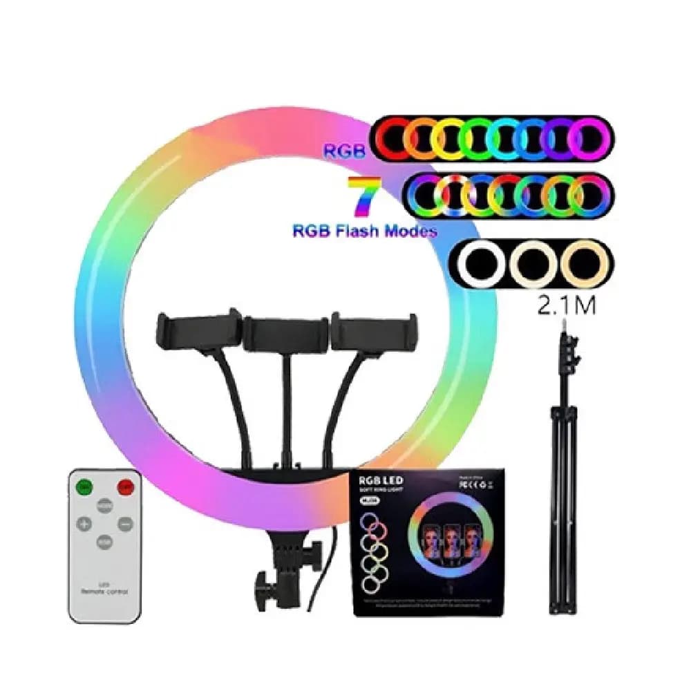 رینگ لایت MJ36 RGB Ring Light + سه پایه — تصویر ۲