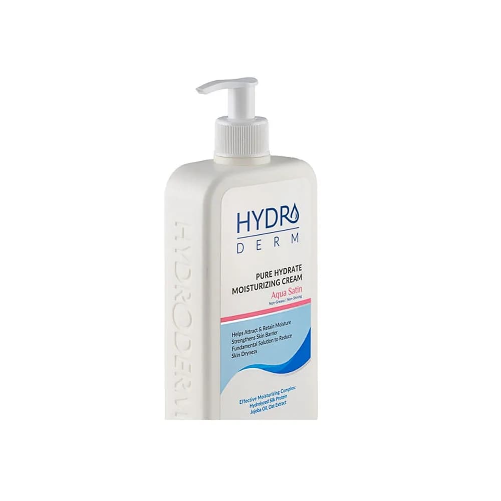 کرم پمپی مرطوب کننده و نرم کننده دست و صورت هیدرودرم مدل Aqua Satin حجم 500 میلی لیتر — تصویر ۲