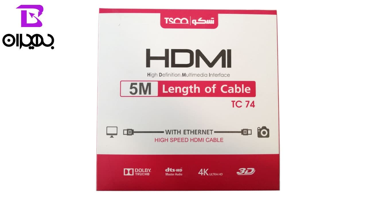 کابل HDMI 4k تسکو مدل TC74 طول 5 متر — تصویر ۲