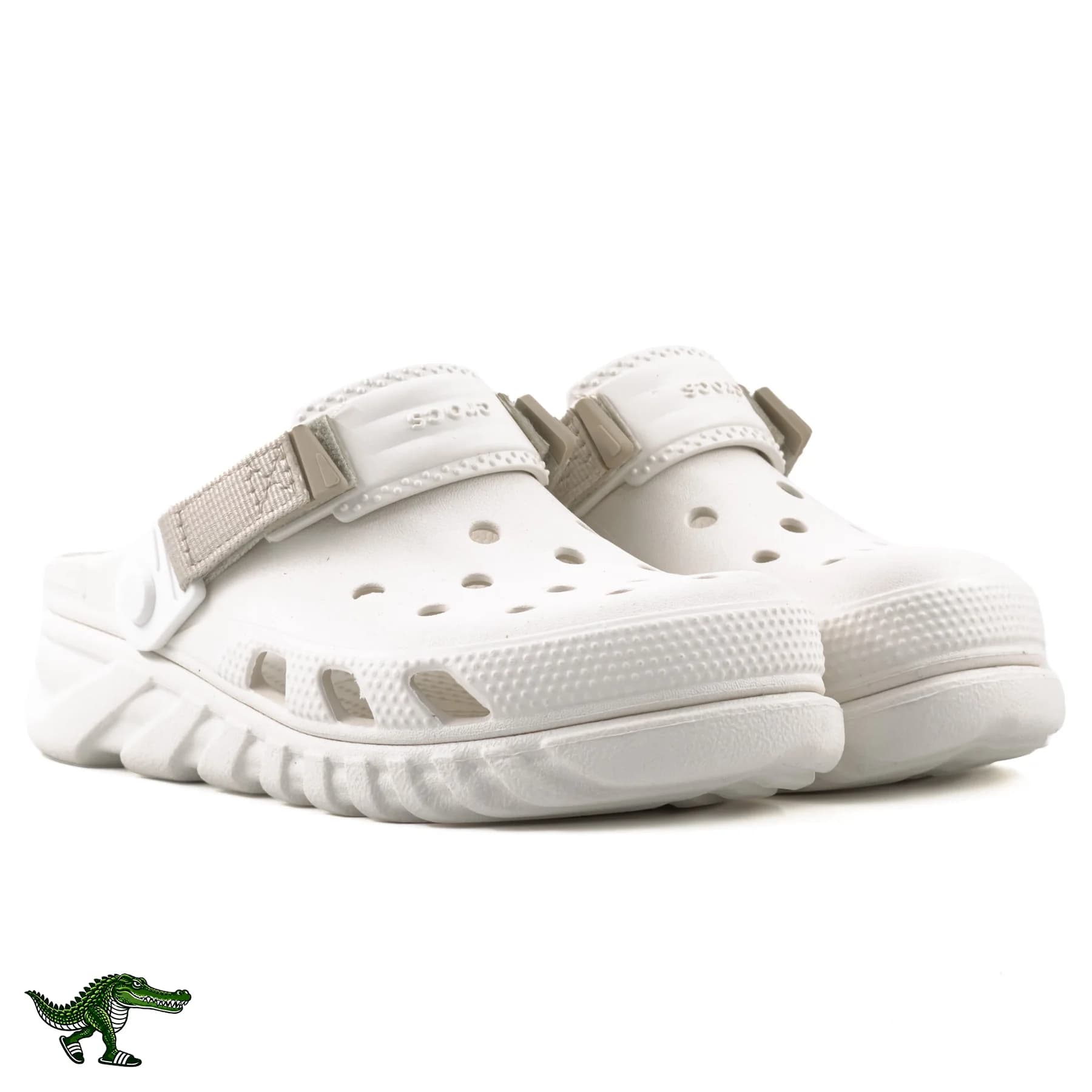 کراکس دوئت مکس سفید شیری با بند خاکی | Crocs Duet Max — تصویر ۲