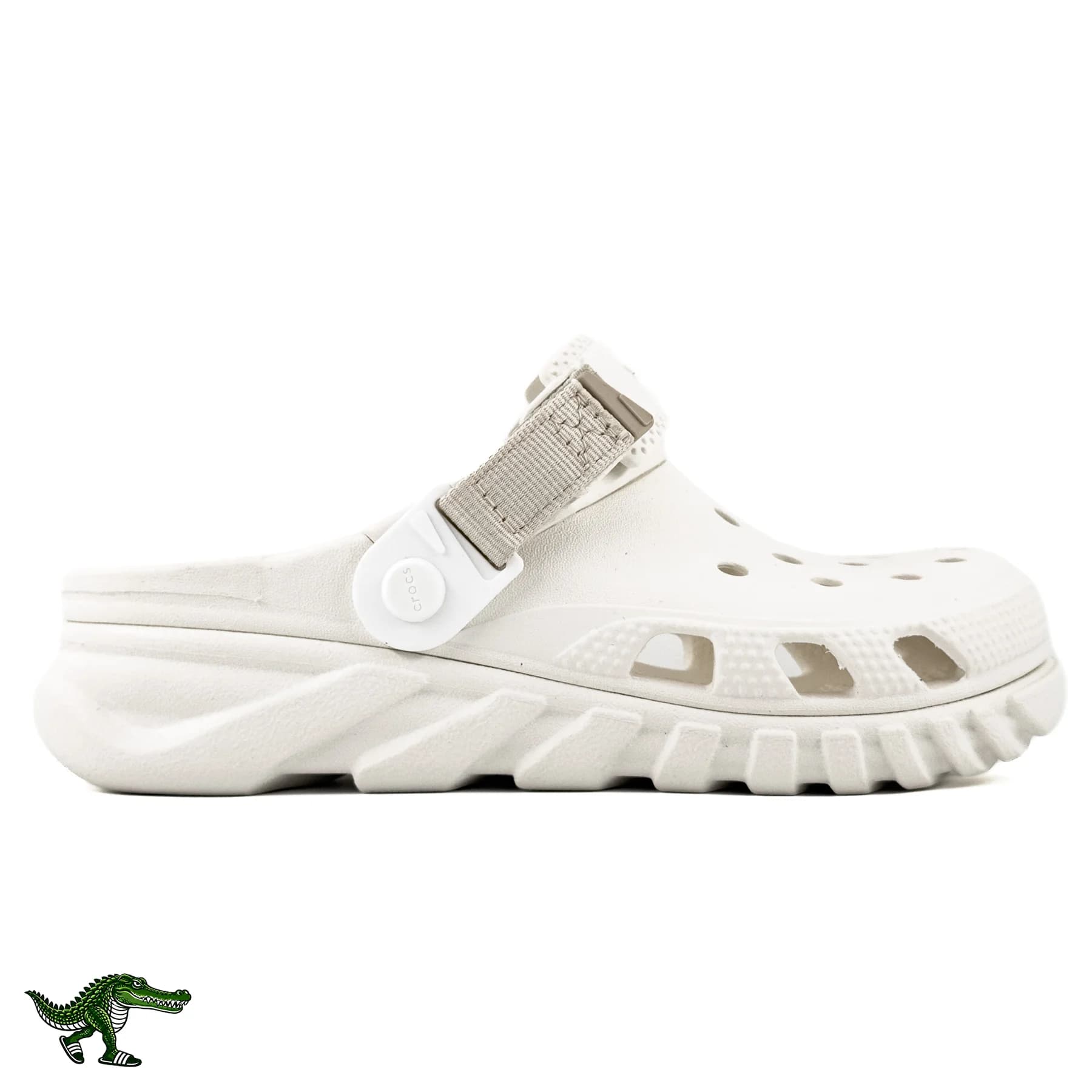 کراکس دوئت مکس سفید شیری با بند خاکی | Crocs Duet Max