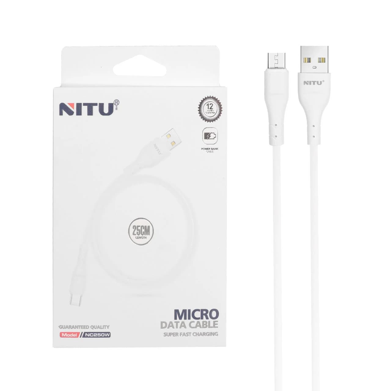 کابل شارژ پاوربانک فست اندروید NITU مدل NC250W – سفید (گارانتی 6 ماه تعویض نیکان همراه) — تصویر ۲