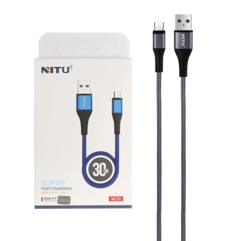 کابل شارژ پاوربانک فست اندروید NITU مدل NC31 – خاکستری (گارانتی 12 ماه تعویض نیکان همراه)