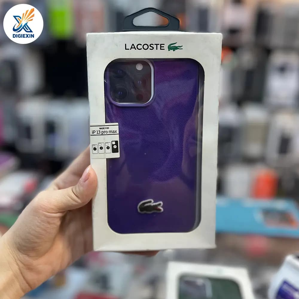 کاور Lacoste طرح چرمی گلدوزی مناسب برای آیفون 13 پرومکس — تصویر ۳