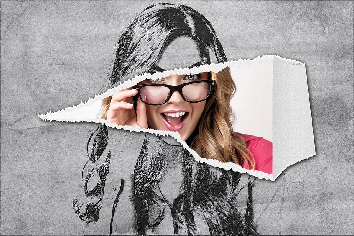 افکت عکس کاغذ نقاشی پاره شده برای فتوشاپ — تصویر ۲
