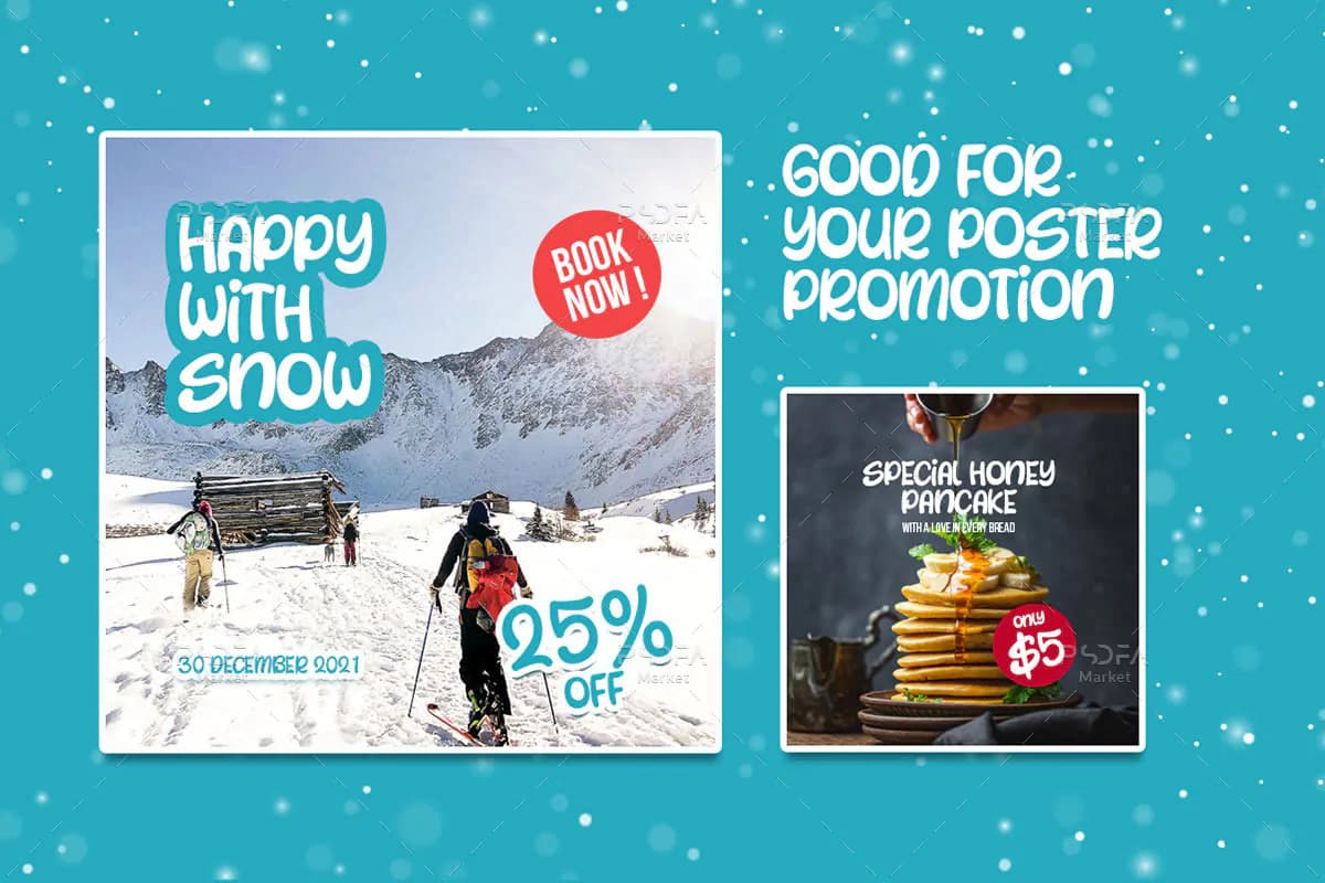فونت جذاب برفی Snowy Miracle — تصویر ۴