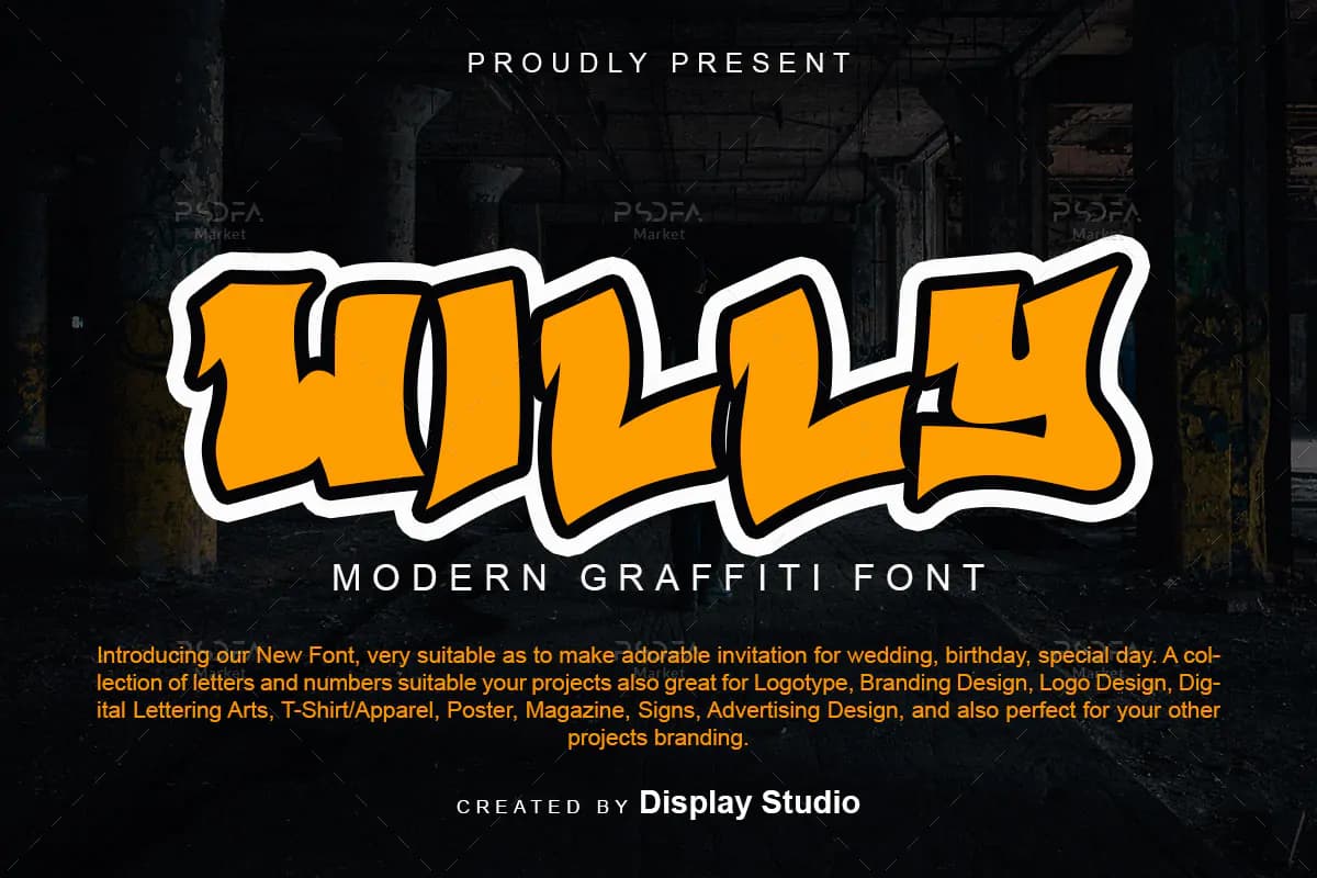 فونت گرافیتی ضخیم و بولد Willy