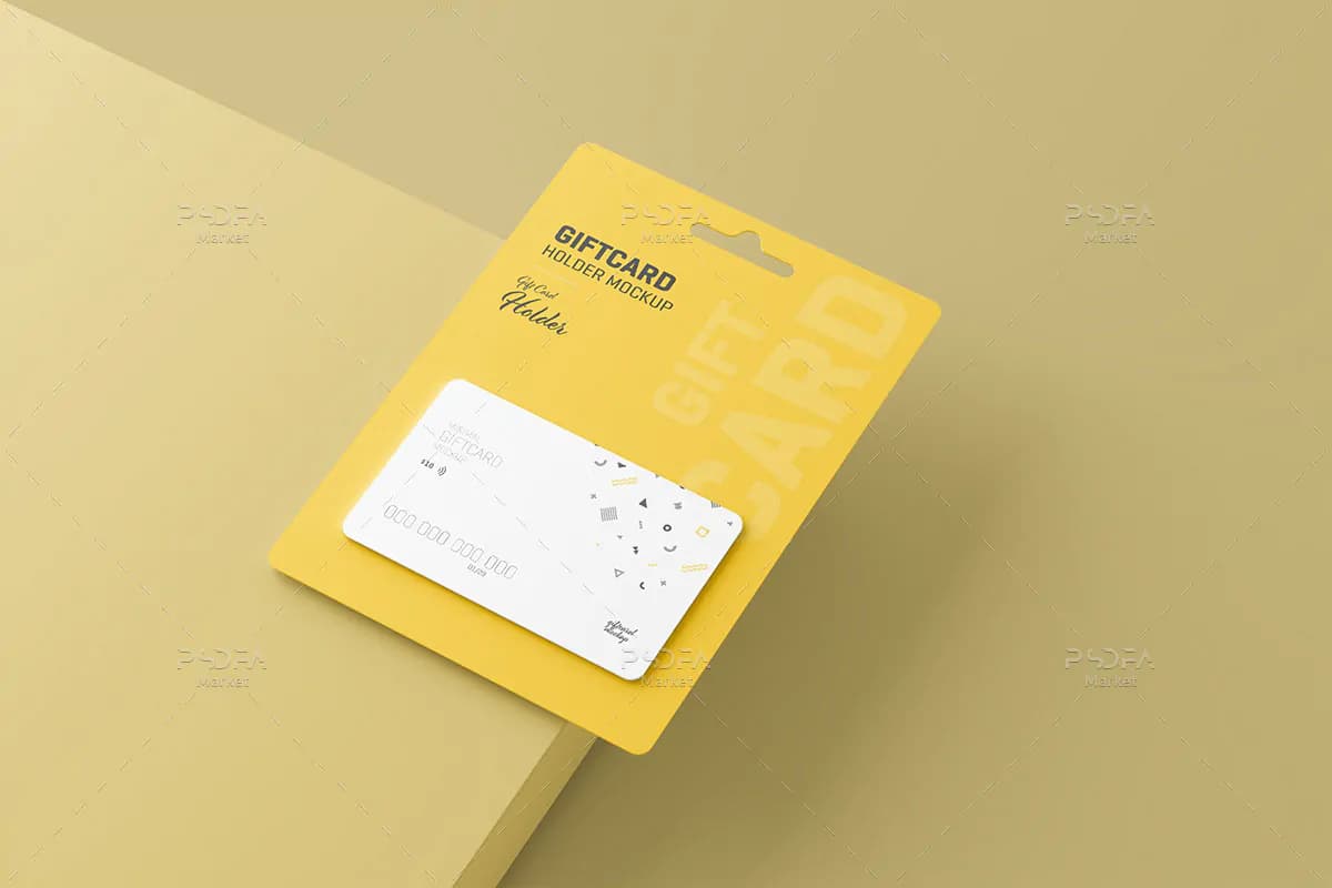 موکاپ گیفت کارت با هولدر (نگهدارنده) — تصویر ۶