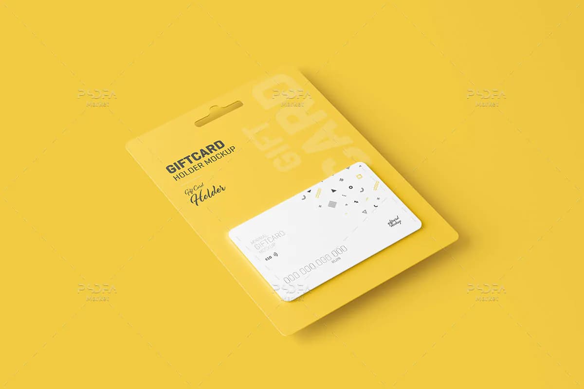 موکاپ گیفت کارت با هولدر (نگهدارنده) — تصویر ۵