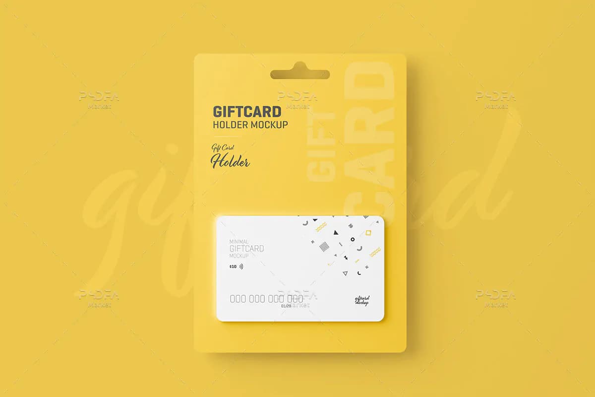 موکاپ گیفت کارت با هولدر (نگهدارنده) — تصویر ۳