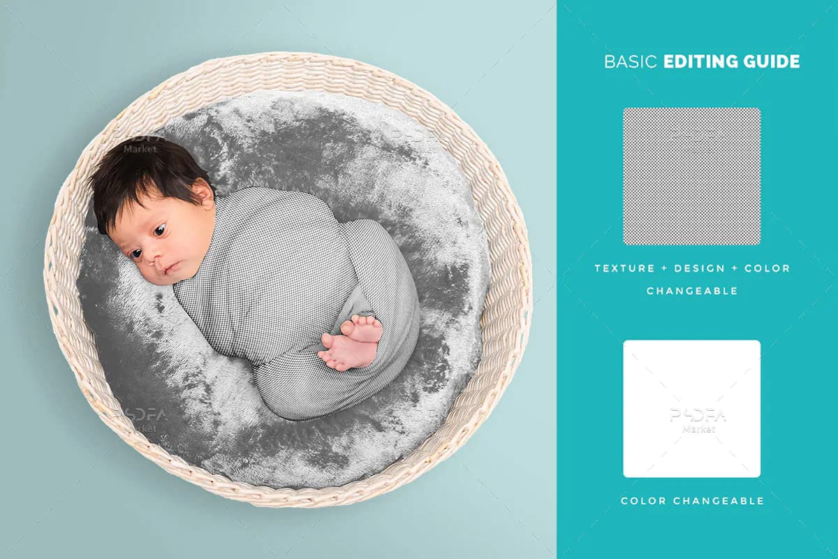 موکاپ قنداق نوزاد از نمای بالا — تصویر ۸