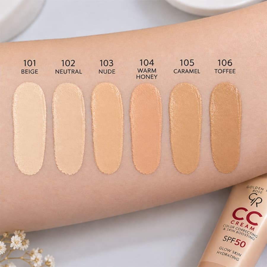 سی سی کرم گلدن رز | کرم‌پودر سبک و اصلاح‌کننده رنگ پوست با SPF 50 — تصویر ۲