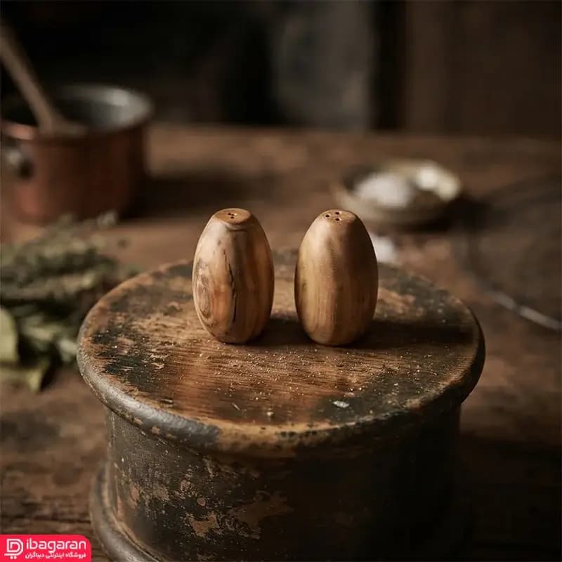 نمکدان 2 عددی چوبی مدل تخم مرغی — تصویر ۶